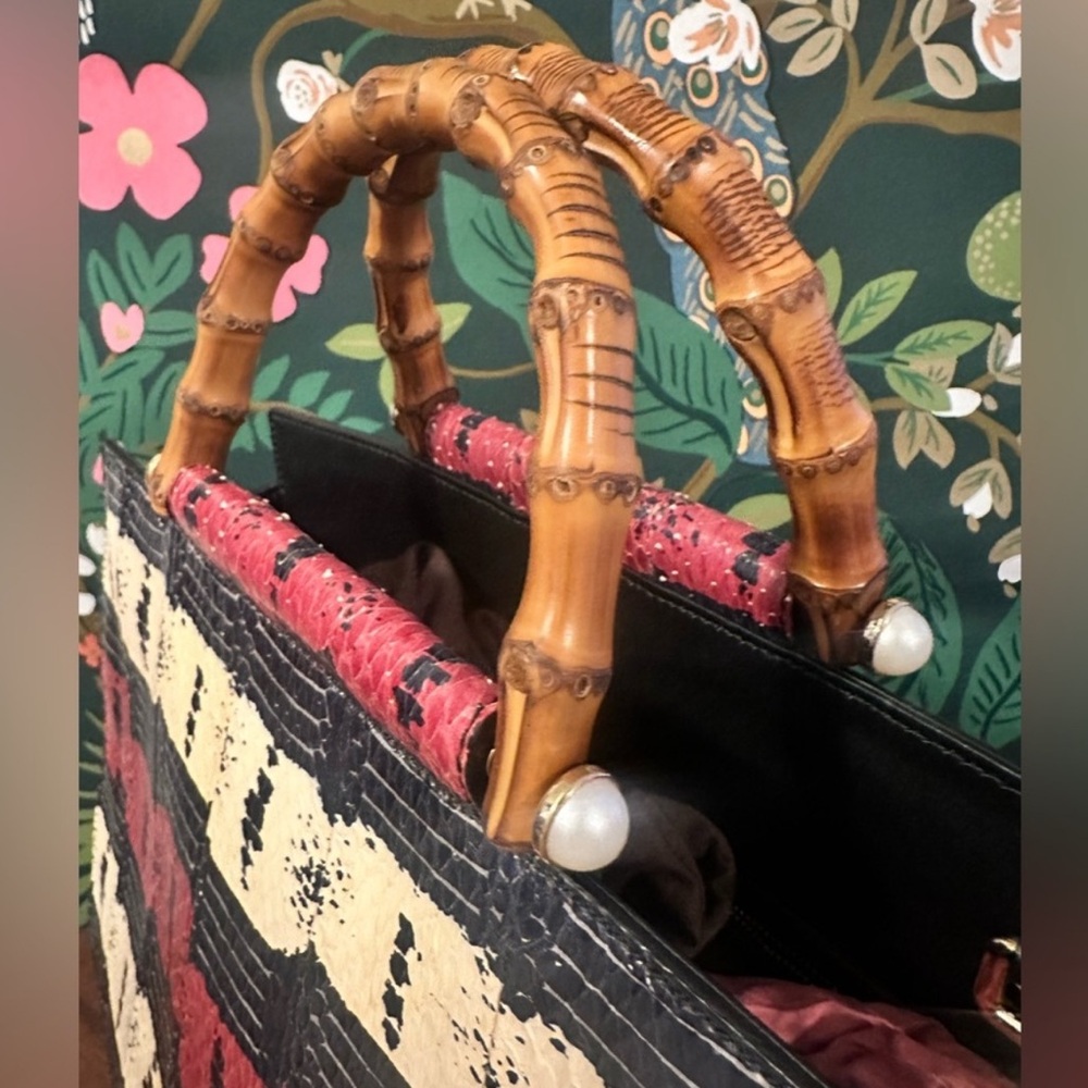 Gucci Runway Nymphaea Python Bamboo Top Handle Bag - image 2
